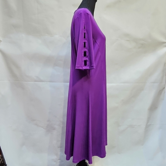 Susan Graver A-Line Midi Purple Dress 92% Polyester 8% Spandex Size M - Picture 3 of 8